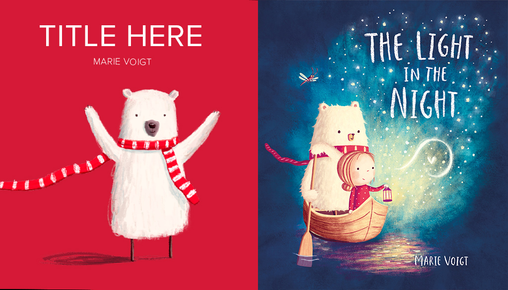Before and after cover of my white bear character
